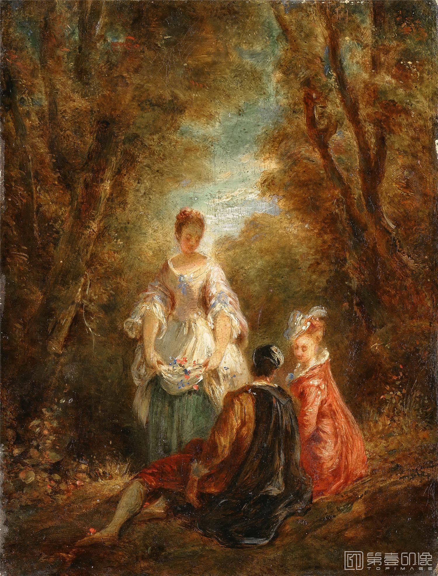 油画-卢浮宫-Jules Robert AugusteConversation in a Park-1193